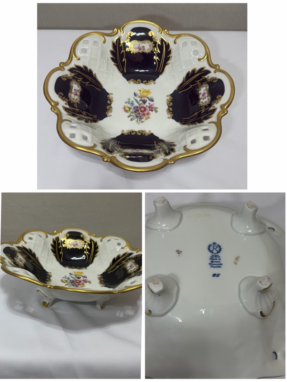 Reichenbach Echt Kobalt porcelain centerpiece bowl